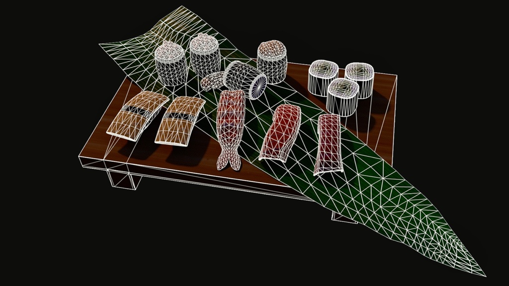 【3D素材】お寿司セット【3Dモデル】