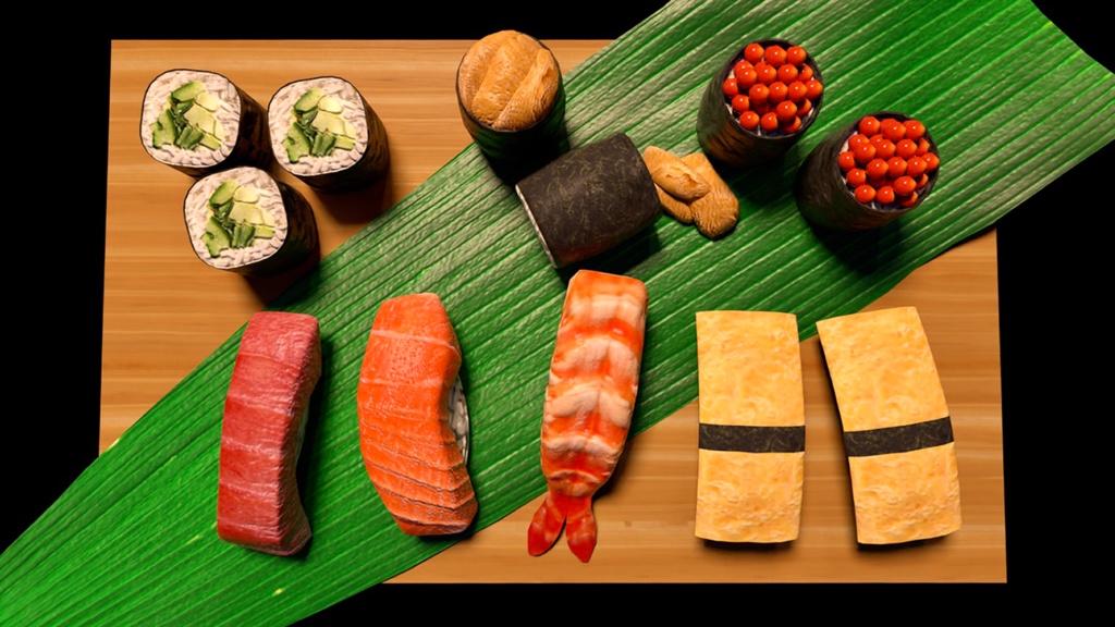 【3D素材】お寿司セット【3Dモデル】