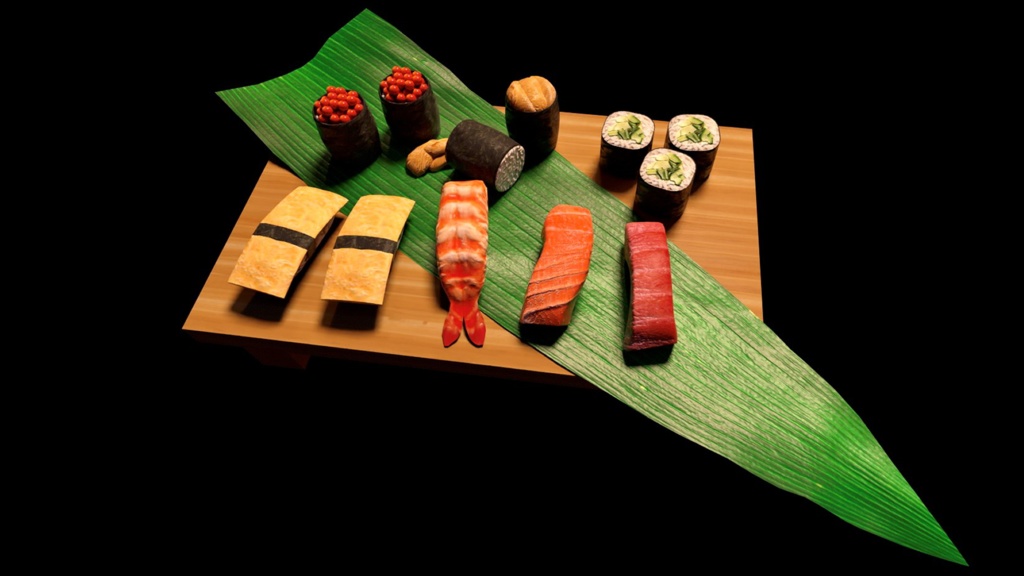 【3D素材】お寿司セット【3Dモデル】