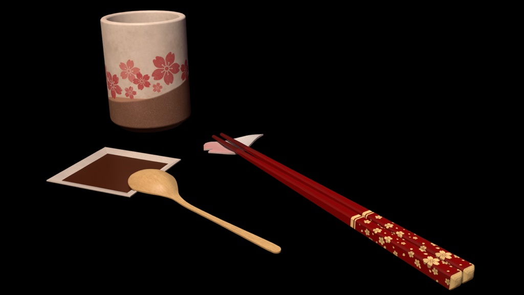 【3D素材】食器セット(和風)【3Dモデル】