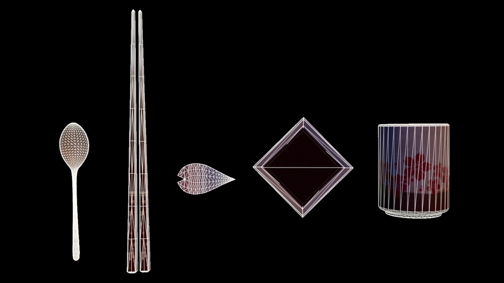 【3D素材】食器セット(和風)【3Dモデル】