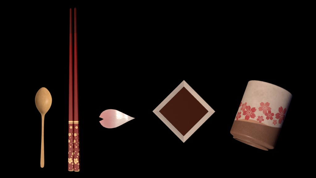 【3D素材】食器セット(和風)【3Dモデル】