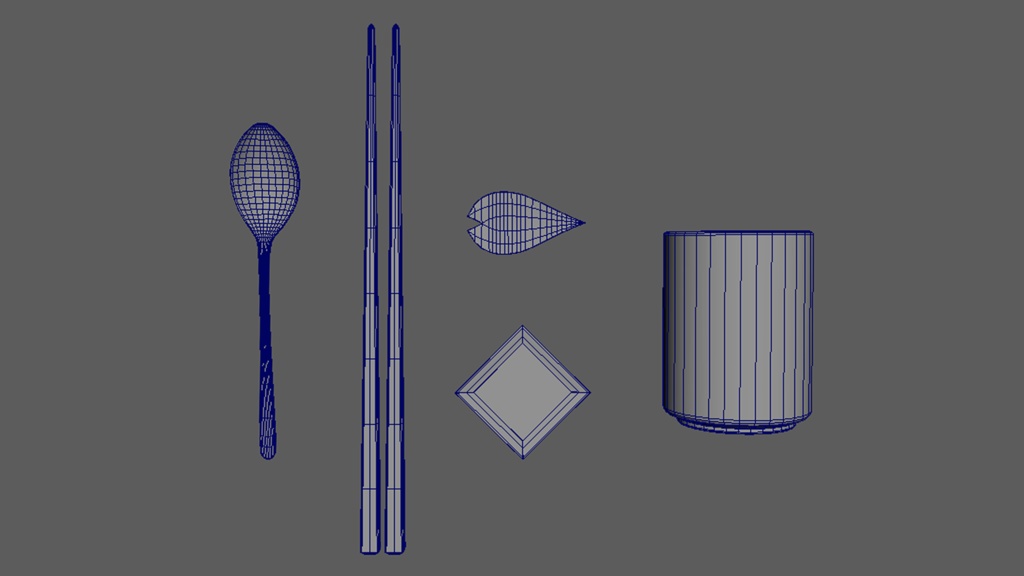 【3D素材】食器セット(和風)【3Dモデル】