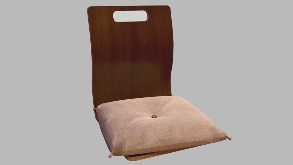 【3D素材】座卓と座椅子(座布団付き)【3Dモデル】