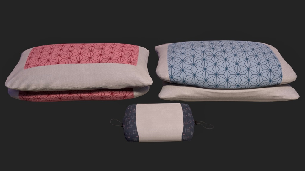 【3D素材】お布団セット(まくら付き)【3Dモデル】