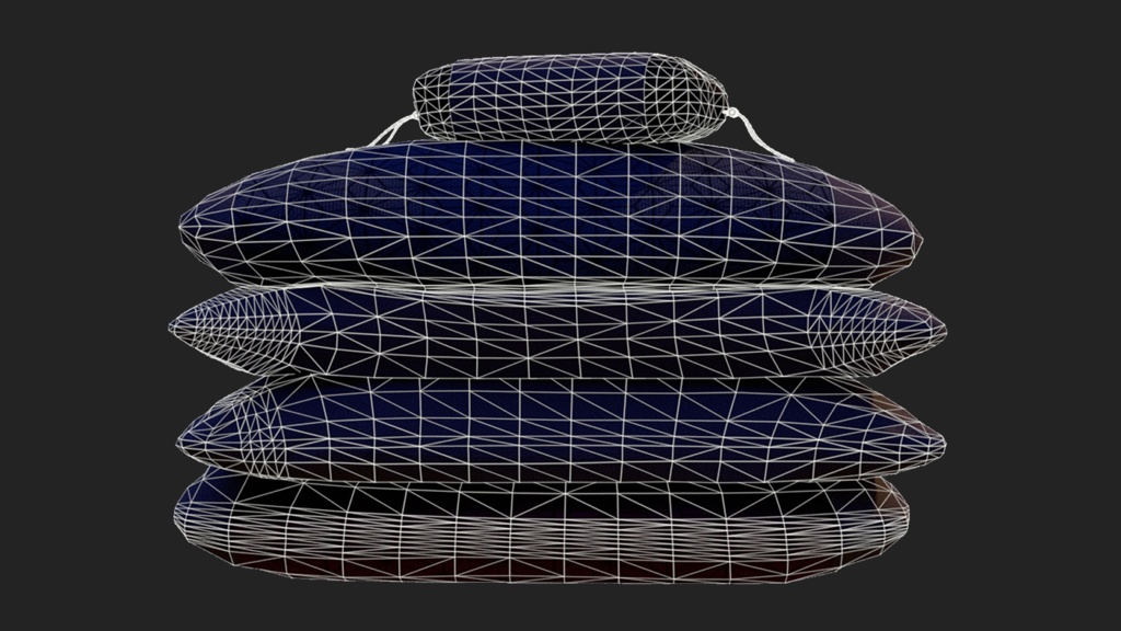 【3D素材】お布団セット(まくら付き)【3Dモデル】