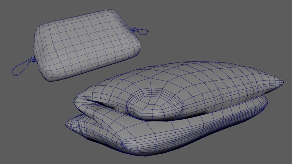 【3D素材】お布団セット(まくら付き)【3Dモデル】