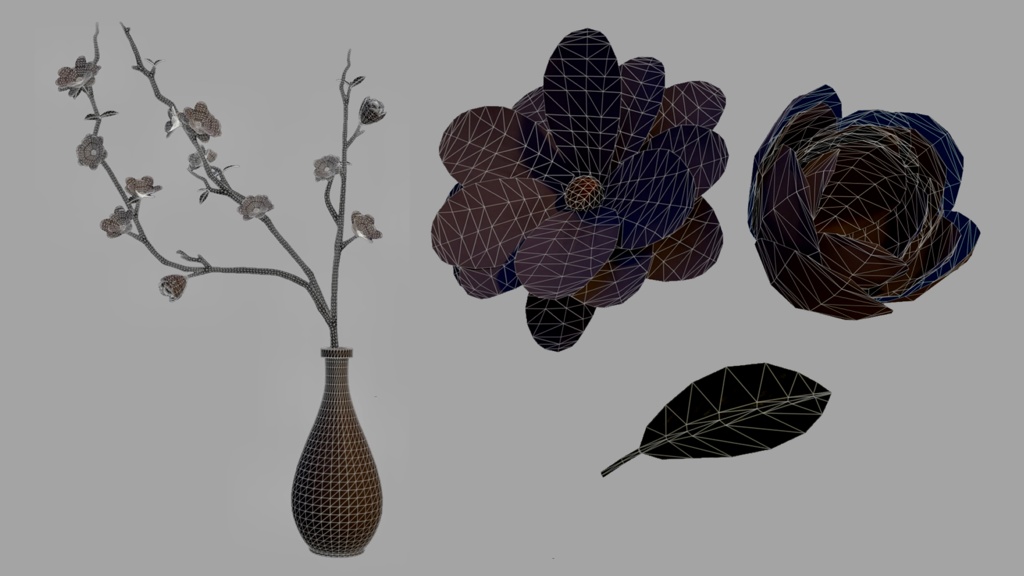 【3Dモデル】一輪挿し(白花)