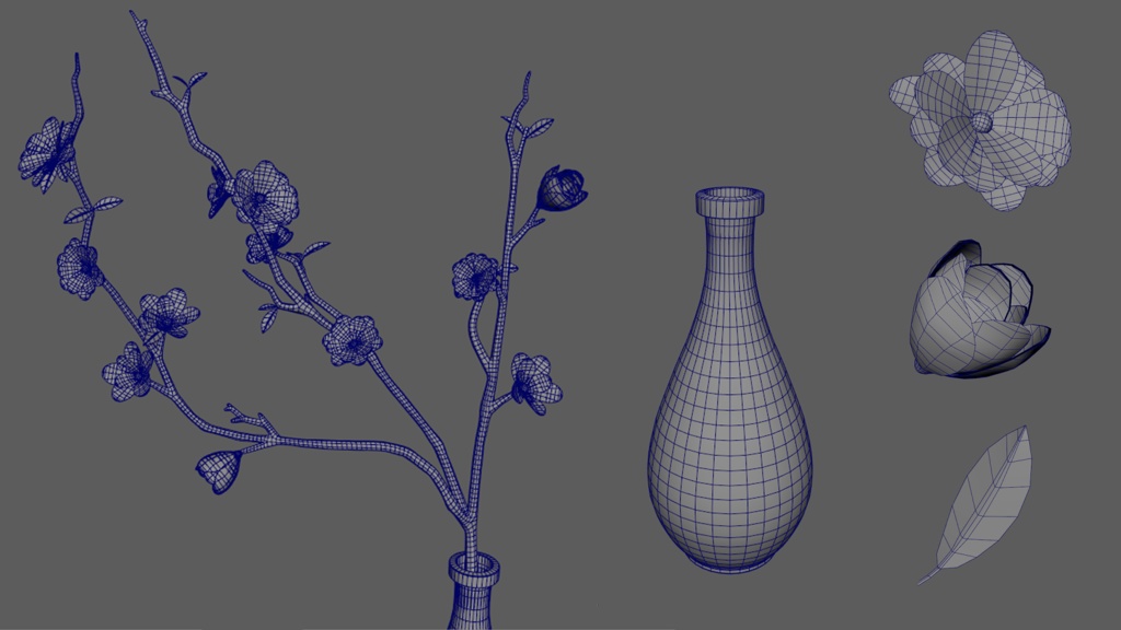 【3Dモデル】一輪挿し(白花)