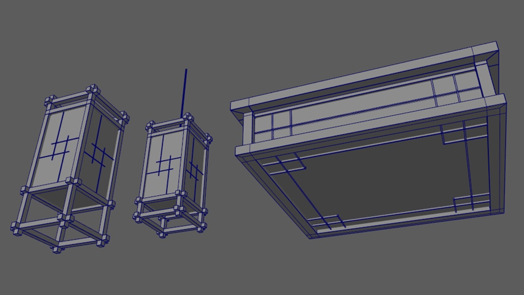 【3Dモデル】行燈、木製ランプ