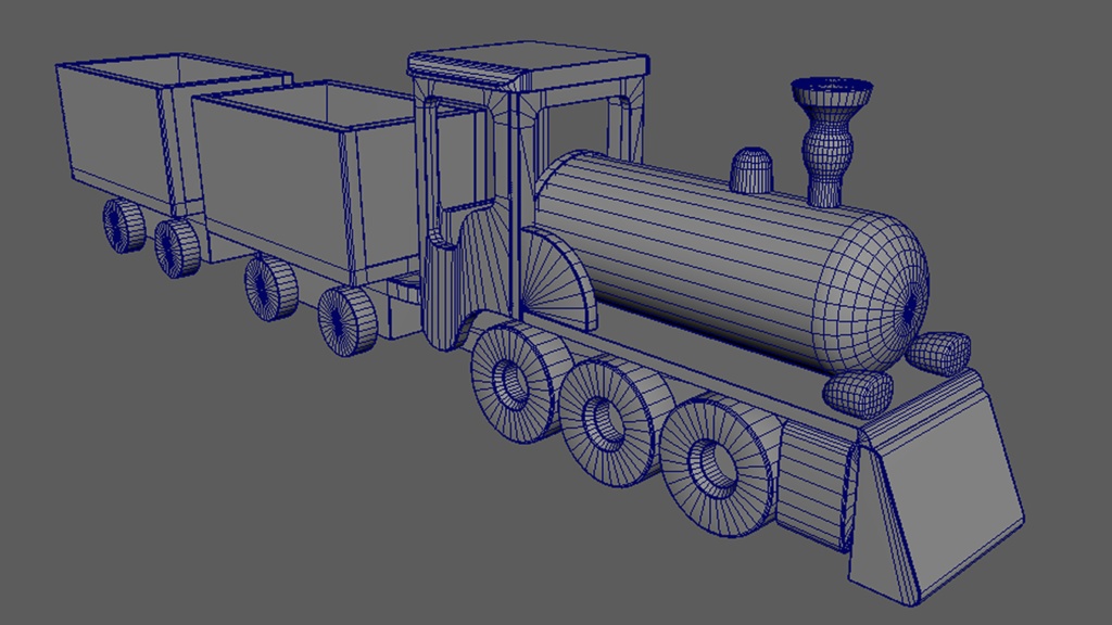 【無料配布】【3D素材】おもちゃ電車(トレーラー付き)