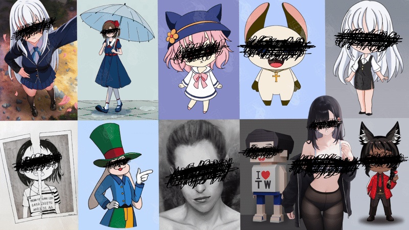 【無料配布】【Vtube素材】ぐちゃぐちゃ・落書き・黒目線・黒線処理・目隠し〈無料版・有料版あり〉