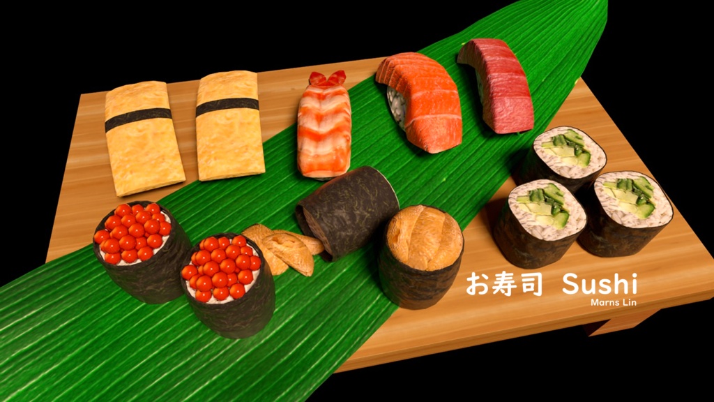 【3Dモデル】日本料理セット(お寿司セット、茶碗蒸し、和食器セット)