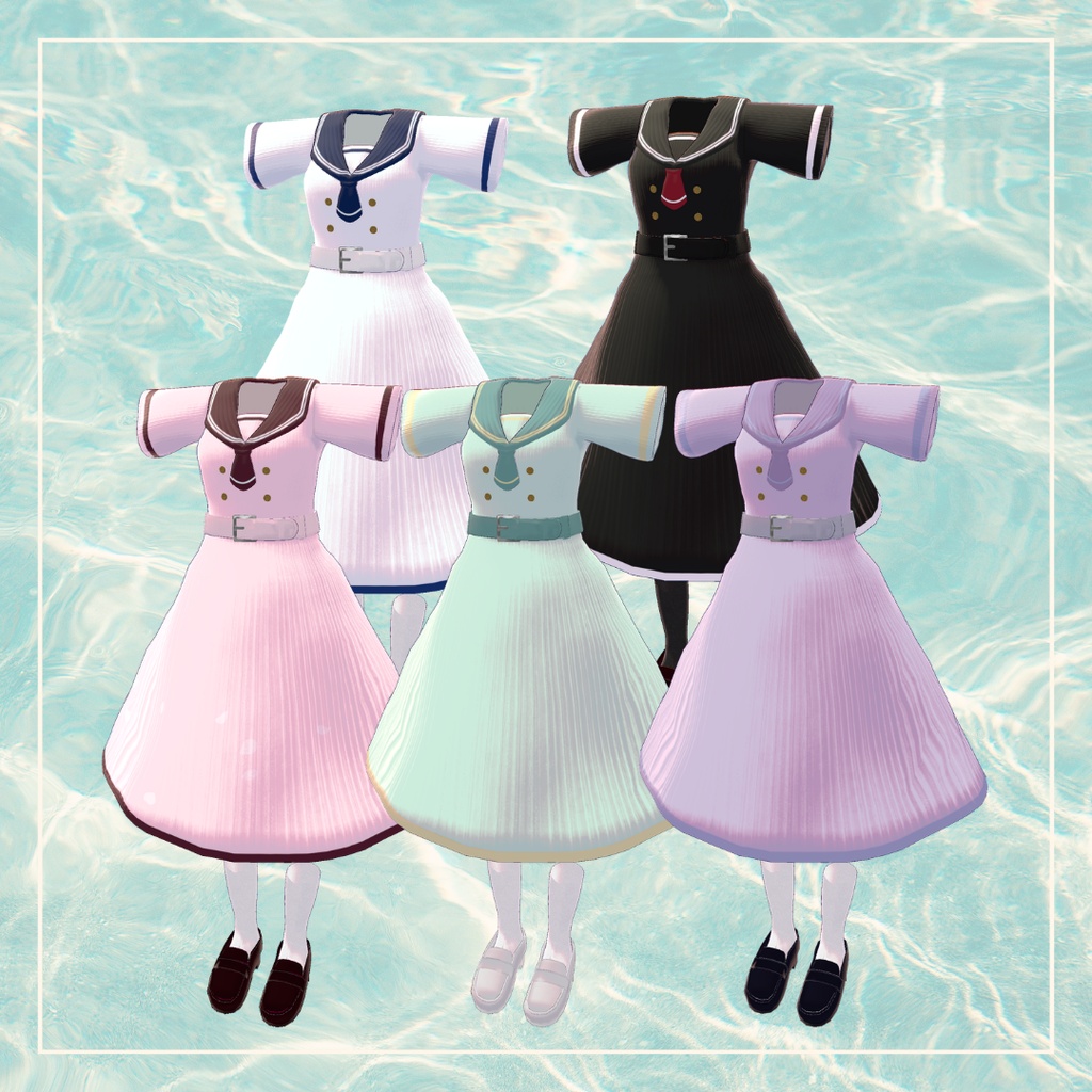 🎐公開セール中🎐【3D衣装】⚓夏色セーラー⚓ 複数アバター対応 MA適応済み