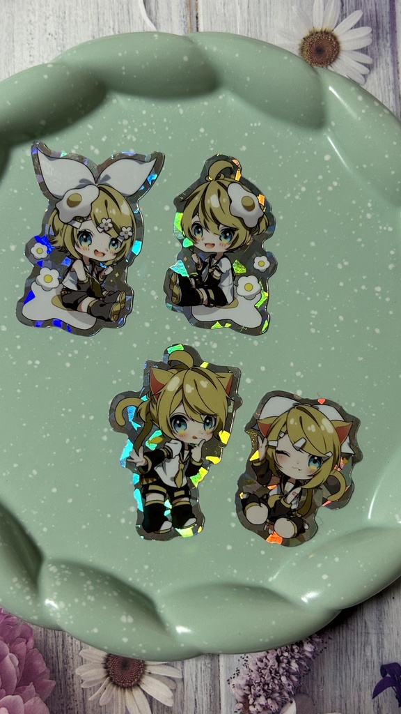 猫とお花鏡音ステッカー