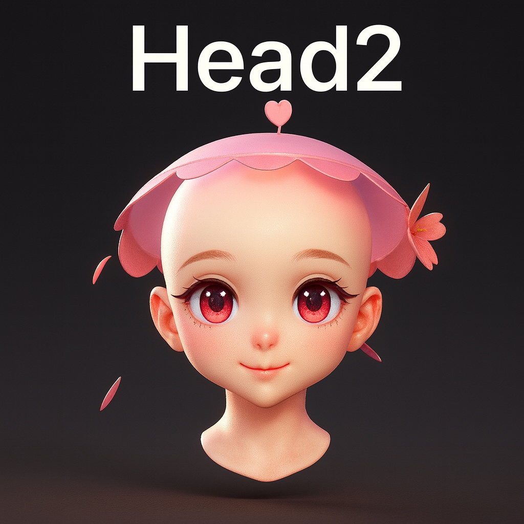 Head2|美少女ヘッドシェル(無髪)3Dプリント用 STLデータ