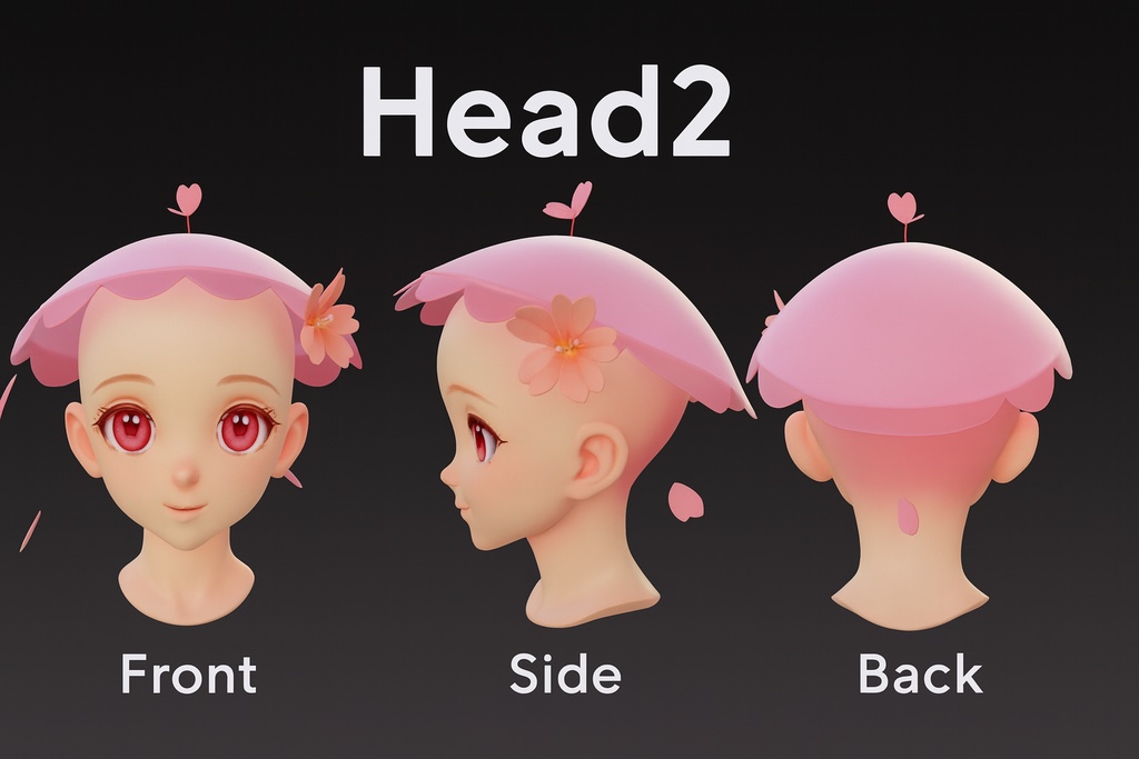 Head2|美少女ヘッドシェル(無髪)3Dプリント用 STLデータ