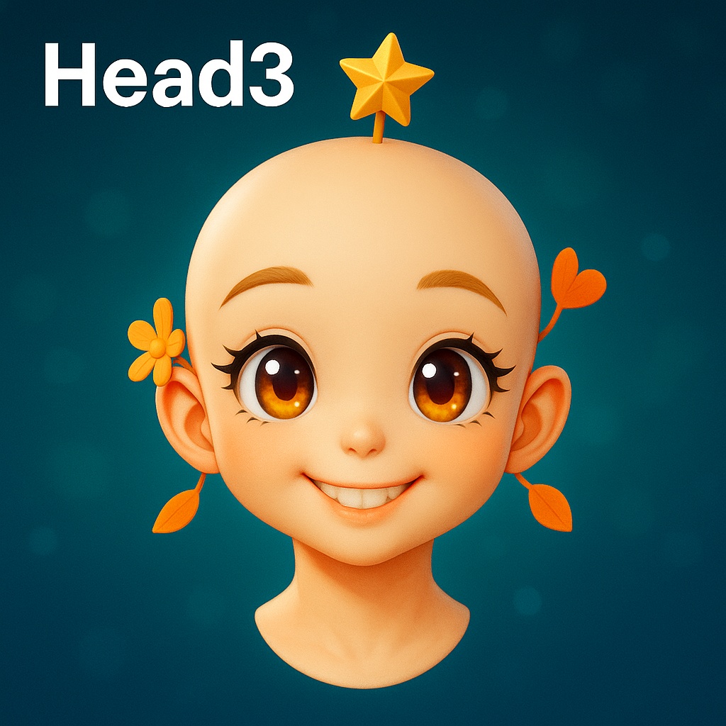 Head3|元気系美少女ヘッドシェル(無髪)3Dプリント用 STLデータ