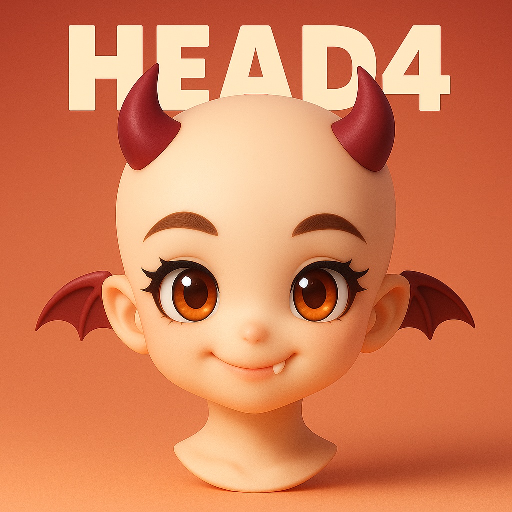 Head4｜小悪魔系ヘッドシェル（無髪）3Dプリント用STLデータ