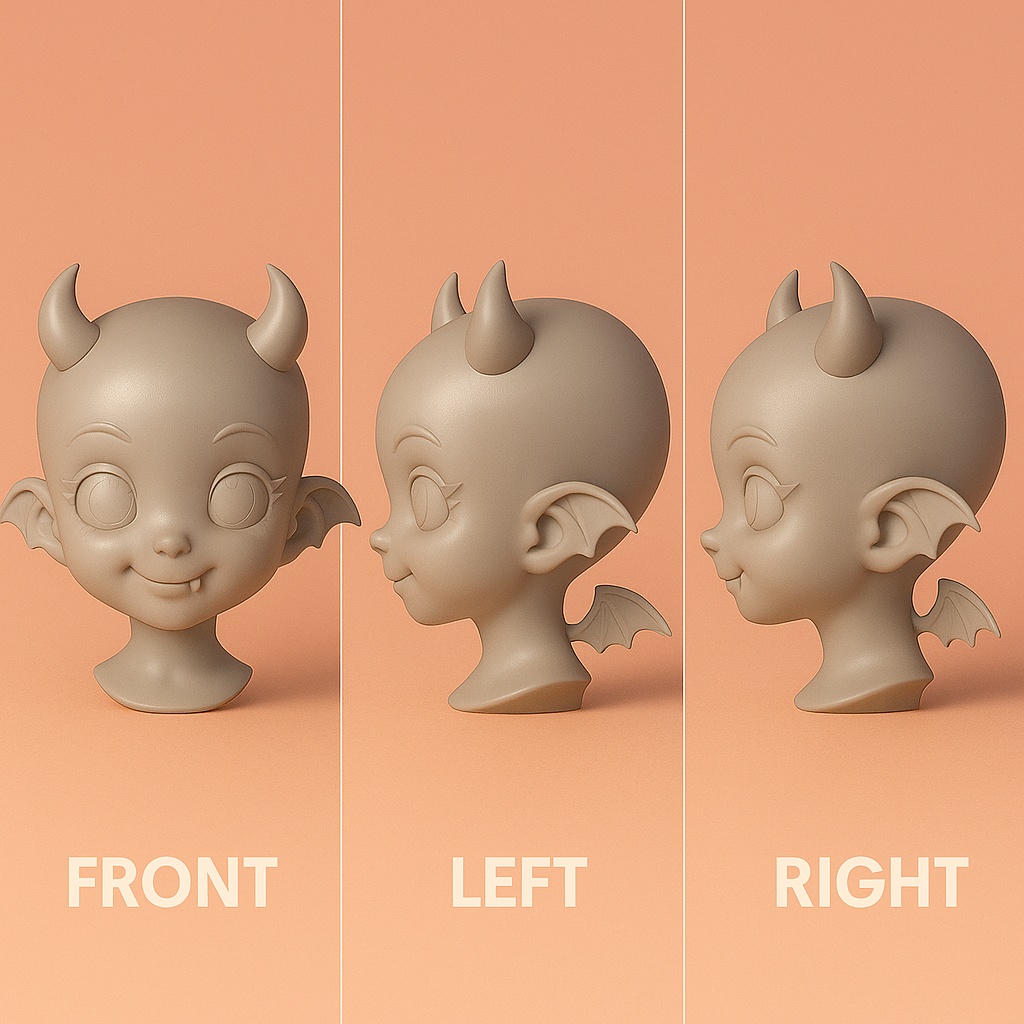 Head4|小悪魔系ヘッドシェル(無髪)3Dプリント用STLデータ