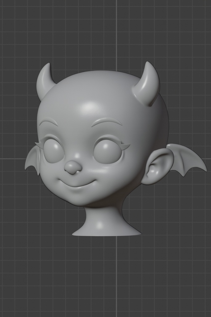 Head4|小悪魔系ヘッドシェル(無髪)3Dプリント用STLデータ