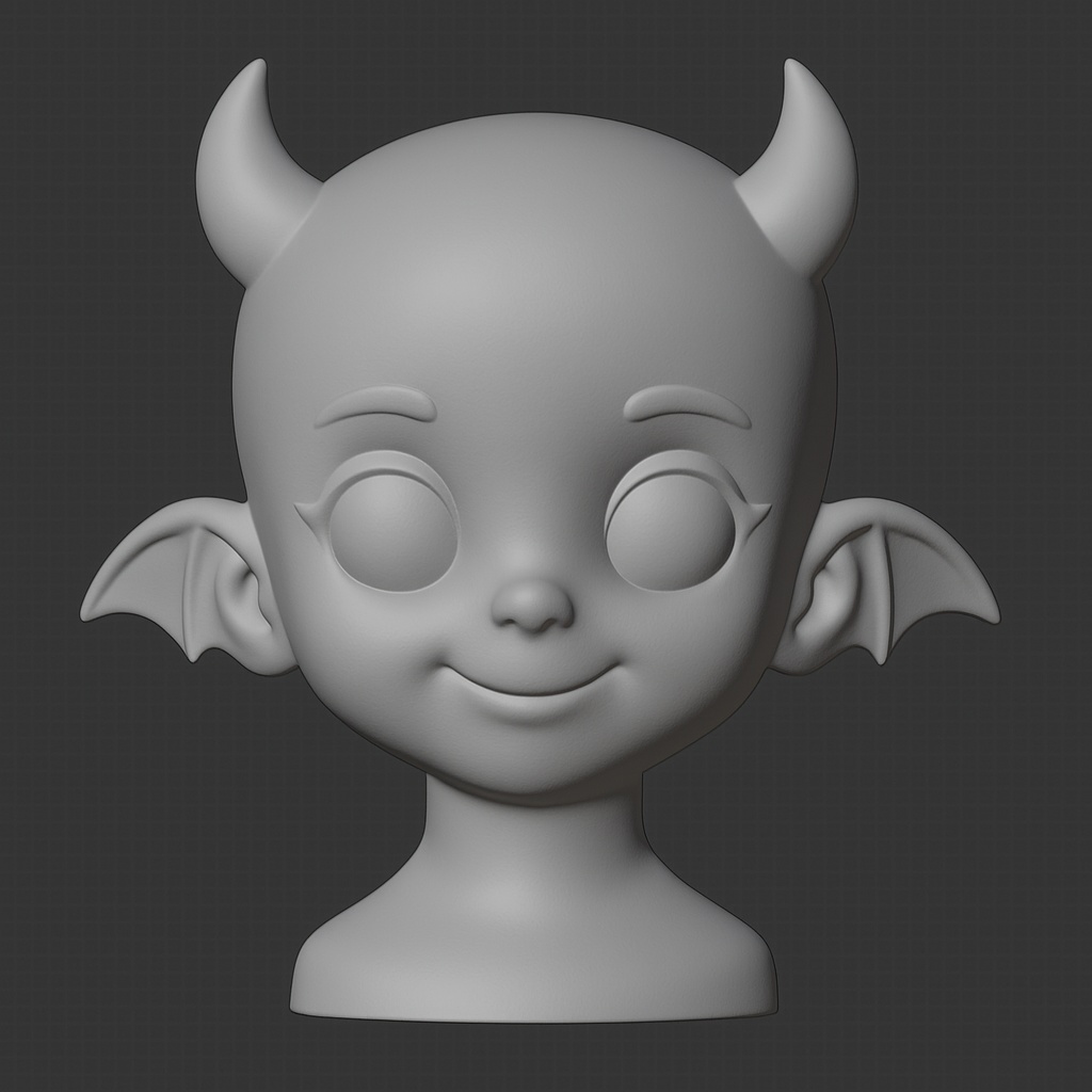 Head4|小悪魔系ヘッドシェル(無髪)3Dプリント用STLデータ