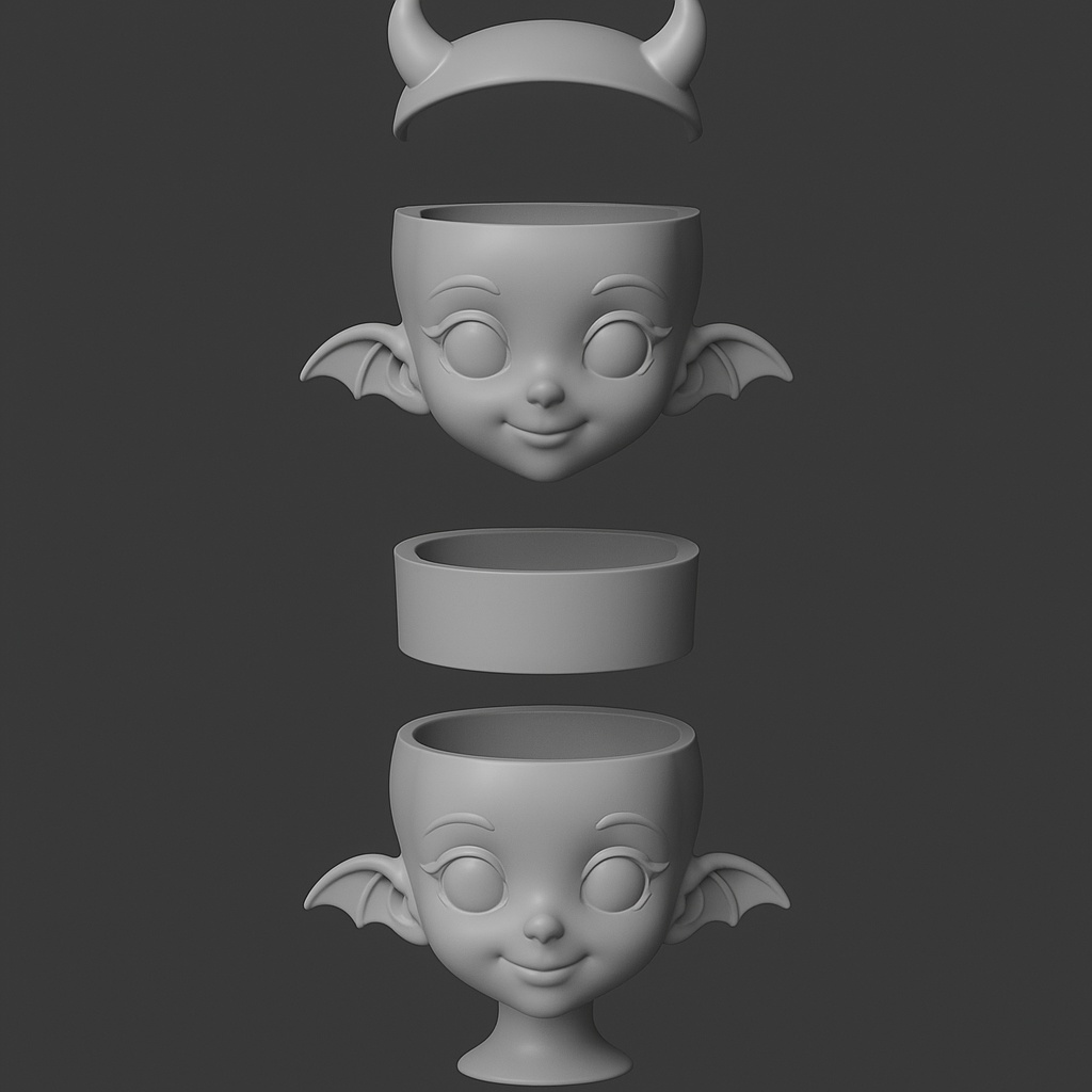 Head4|小悪魔系ヘッドシェル(無髪)3Dプリント用STLデータ