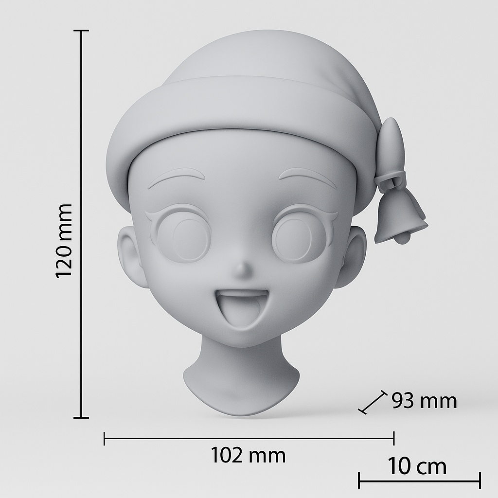 Head5|クリスマス帽子ヘッドシェル(無髪)3Dプリント用STLデータ