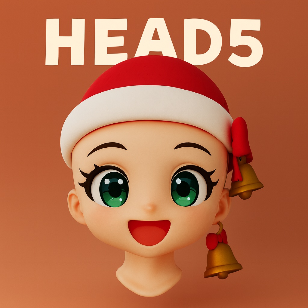 Head5|クリスマス帽子ヘッドシェル(無髪)3Dプリント用STLデータ
