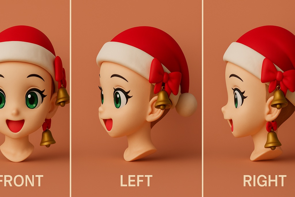 Head5|クリスマス帽子ヘッドシェル(無髪)3Dプリント用STLデータ