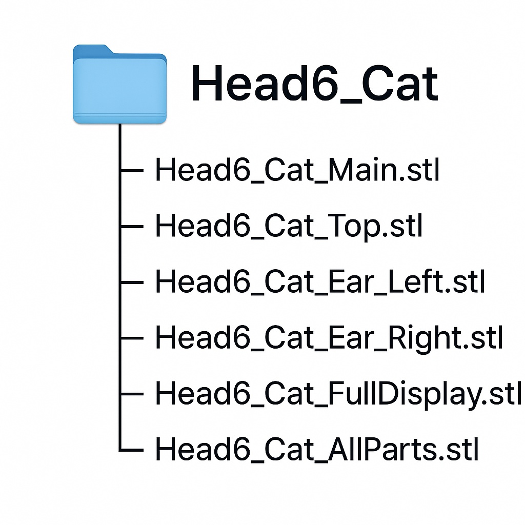 Head6|猫耳ヘッドシェル(可愛いネコ耳・無髪)3Dプリント用STLデータ