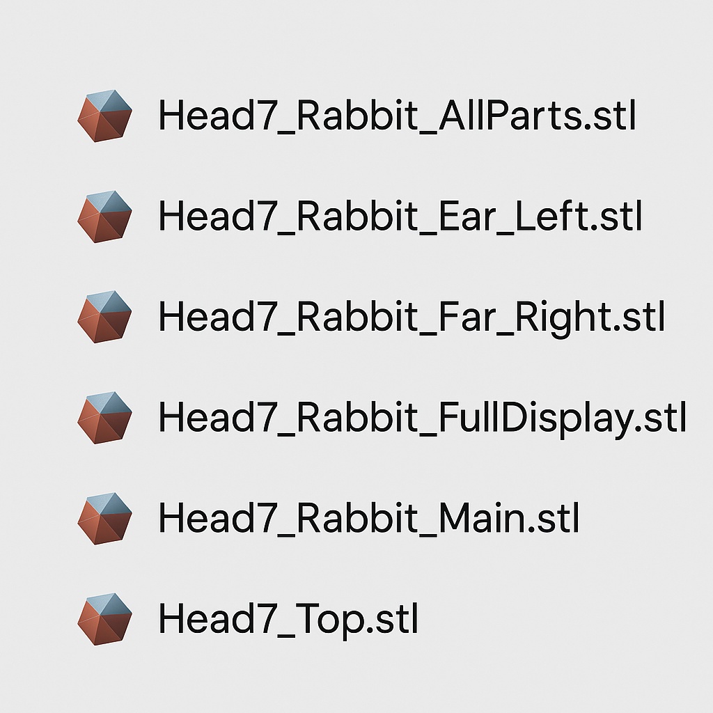 Head7 – アニメ風うさぎヘッド(3Dプリント用STLデータ)