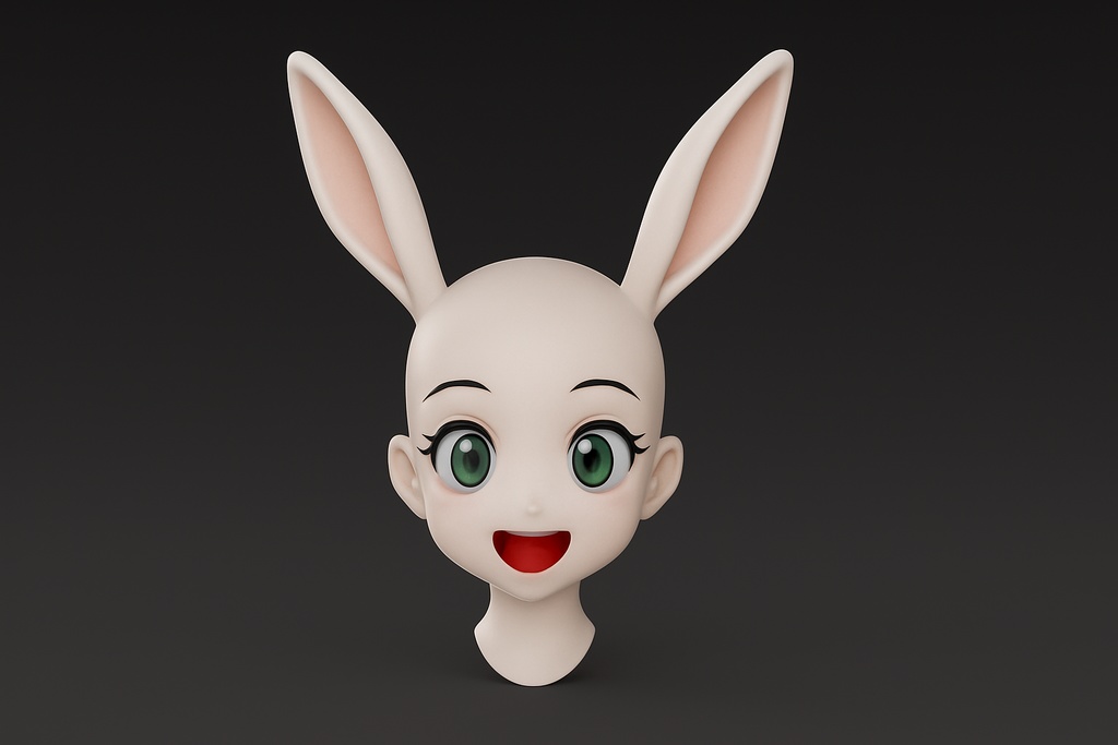 Head7 – アニメ風うさぎヘッド(3Dプリント用STLデータ)