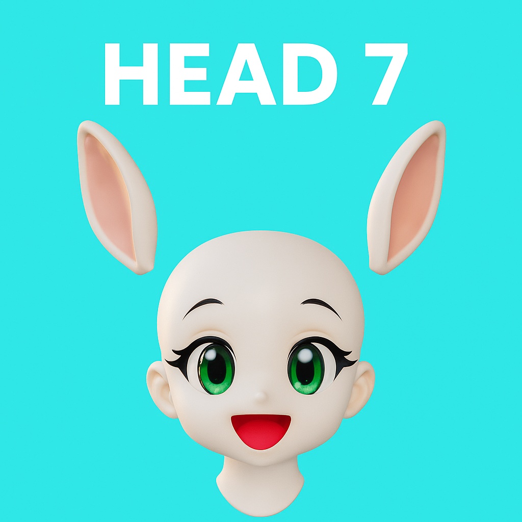 Head7 – アニメ風うさぎヘッド(3Dプリント用STLデータ)