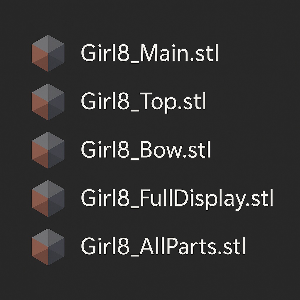 Head8 – 病みかわアニメヘッド(ヤンデレ風)赤リボン付き・3Dプリント用STL