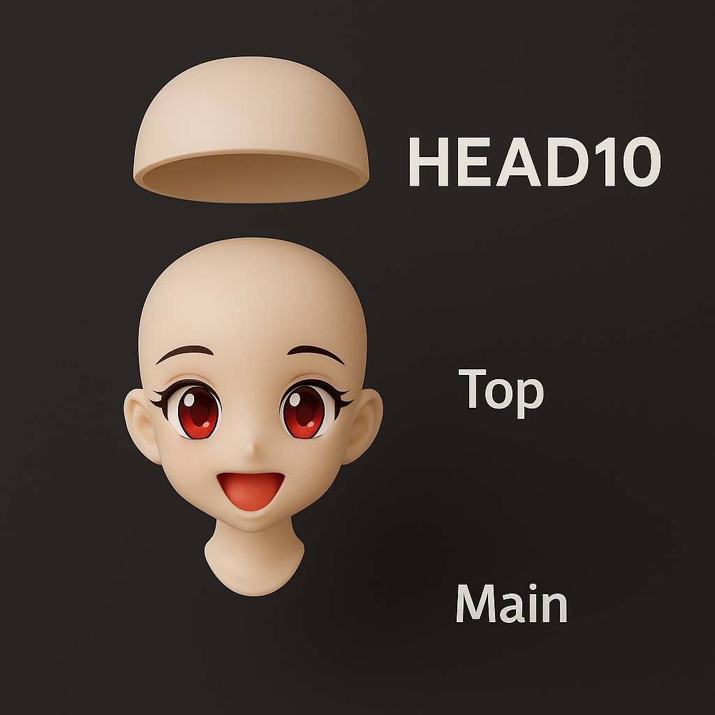 Head10 – アニメ風スマイルヘッド(12cm / 3Dプリント用STL)