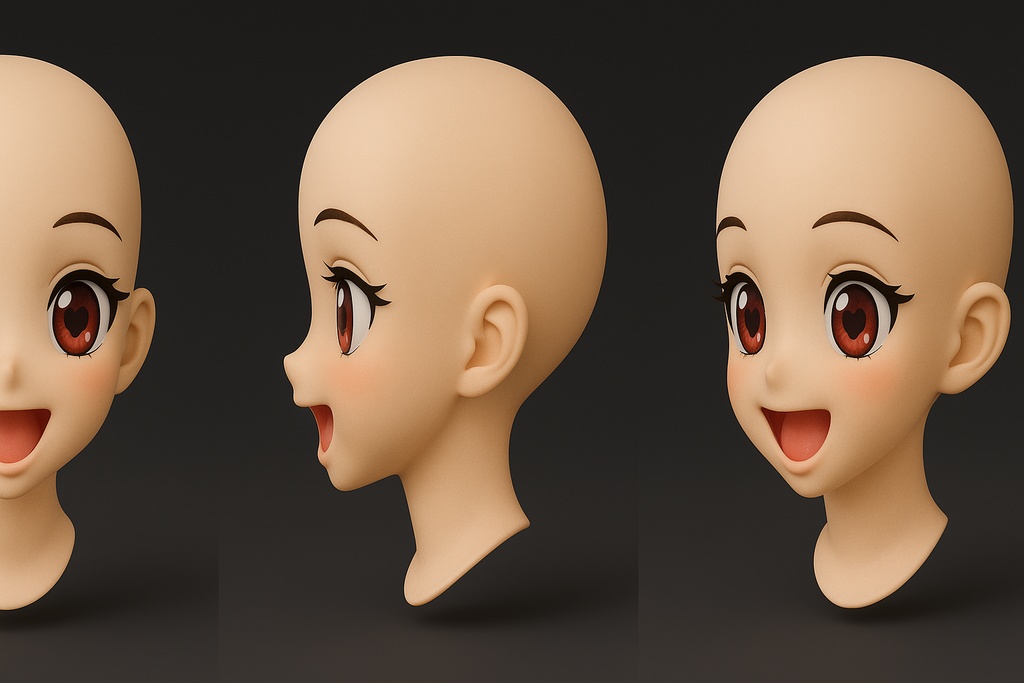 Head10 – アニメ風スマイルヘッド(12cm / 3Dプリント用STL)