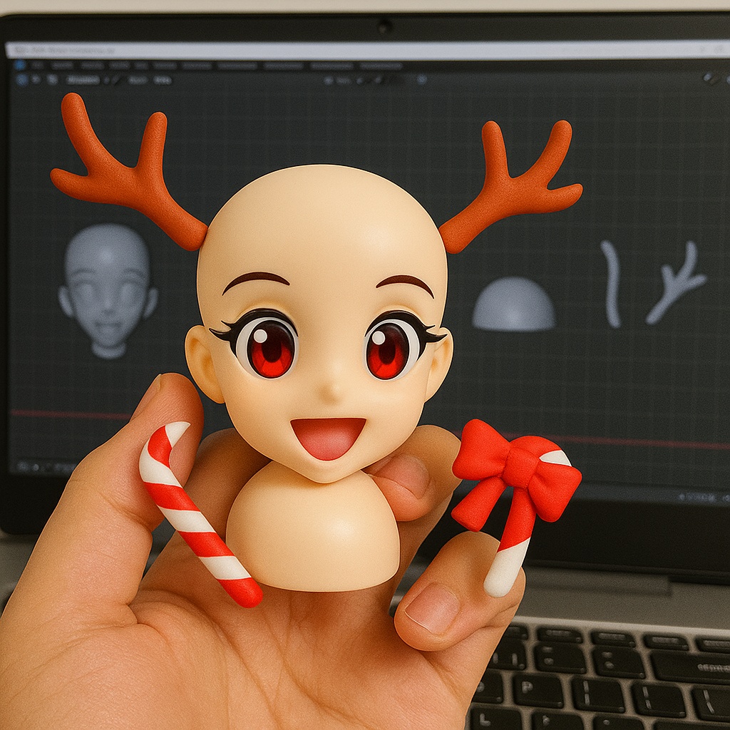 Head10 – アニメ風スマイルヘッド(12cm / 3Dプリント用STL)