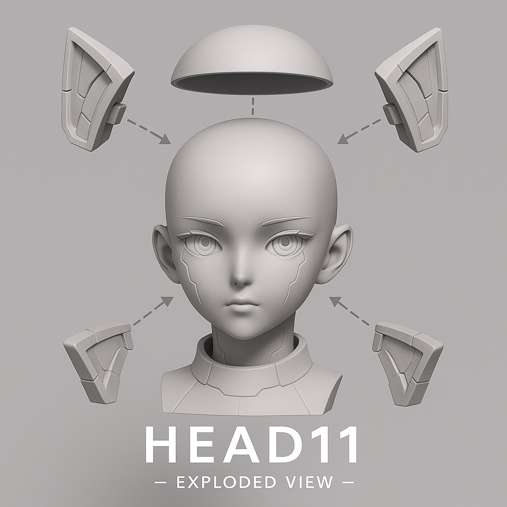 HEAD11 サイバー猫少女ヘッド(STLデータ)