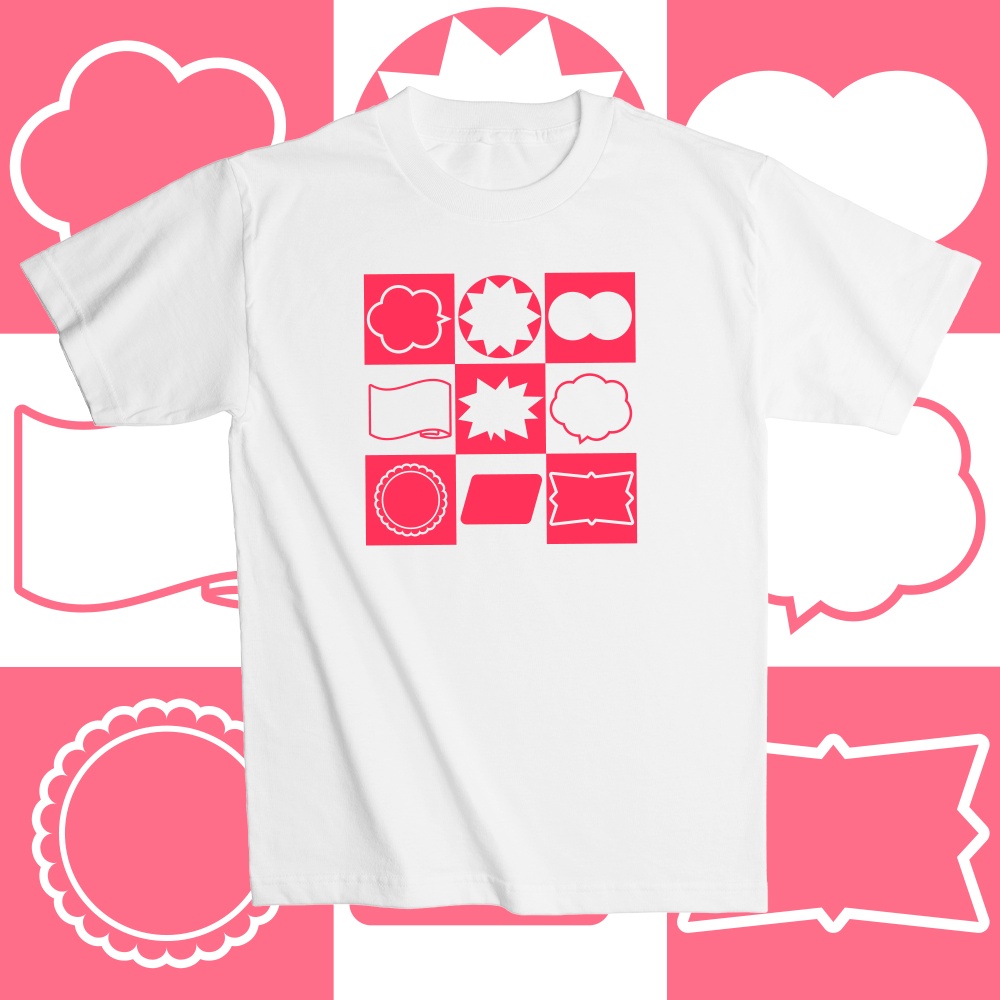 【受注生産】販促シール概念Tシャツ_ホワイト×蛍光レッド