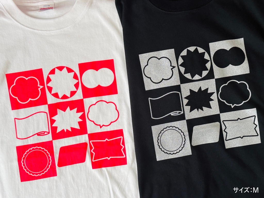 【受注生産】販促シール概念Tシャツ_ホワイト×蛍光グリーン