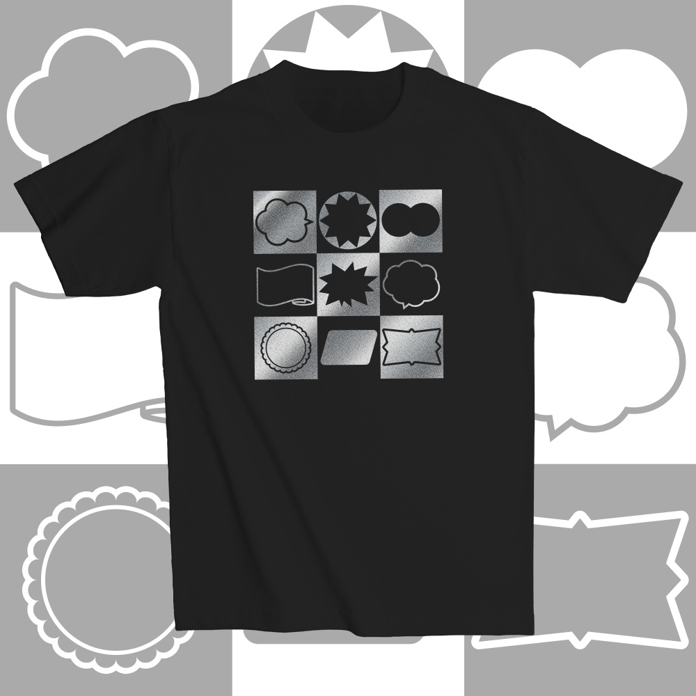 【受注生産】販促シール概念Tシャツ_ブラック×ラメシルバー