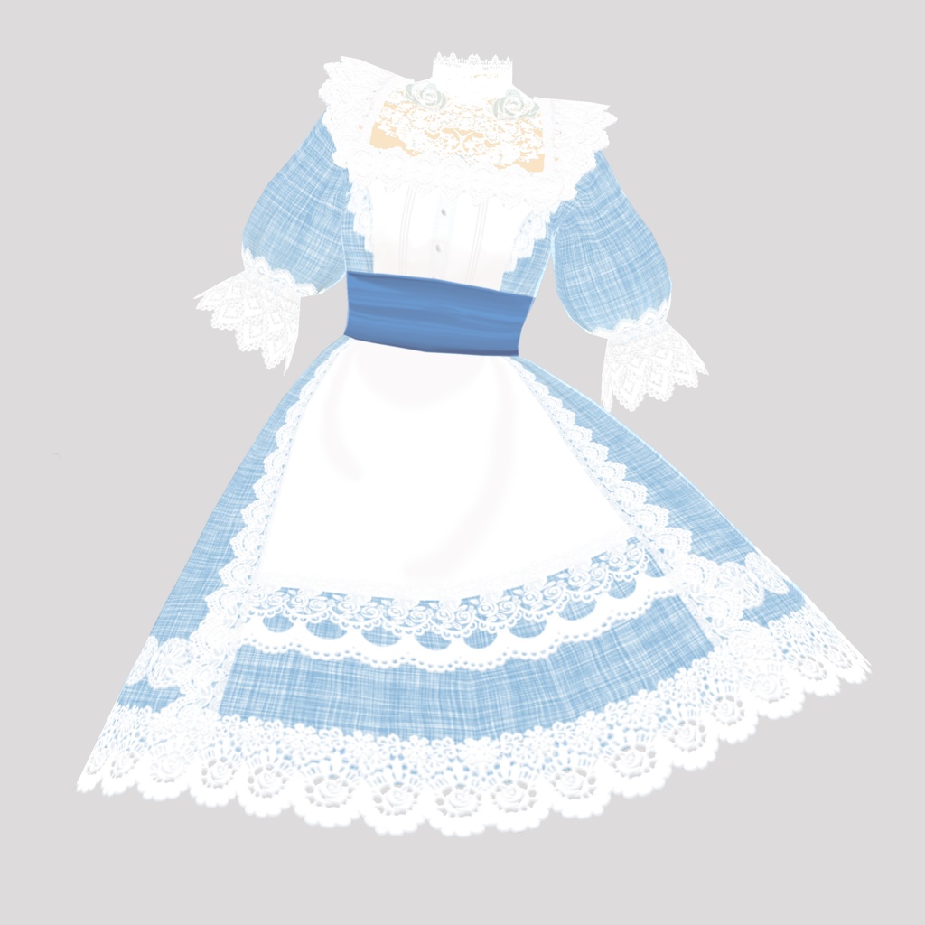 【Vroid衣装】フリルエプロンドレス ワンピース(全7色/カラーチェンジ可能データのおまけ)