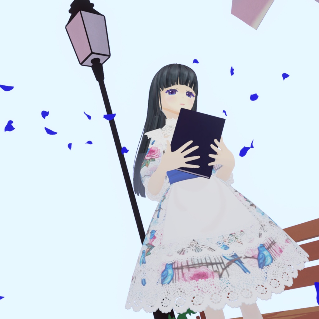 【Vroid衣装】フリルエプロンドレス ワンピース(全7色/カラーチェンジ可能データのおまけ)