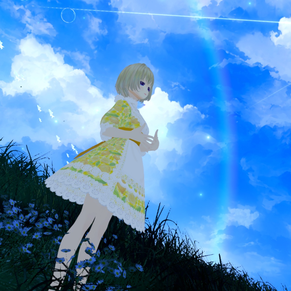 【Vroid衣装】フリルエプロンドレス ワンピース(全7色/カラーチェンジ可能データのおまけ)