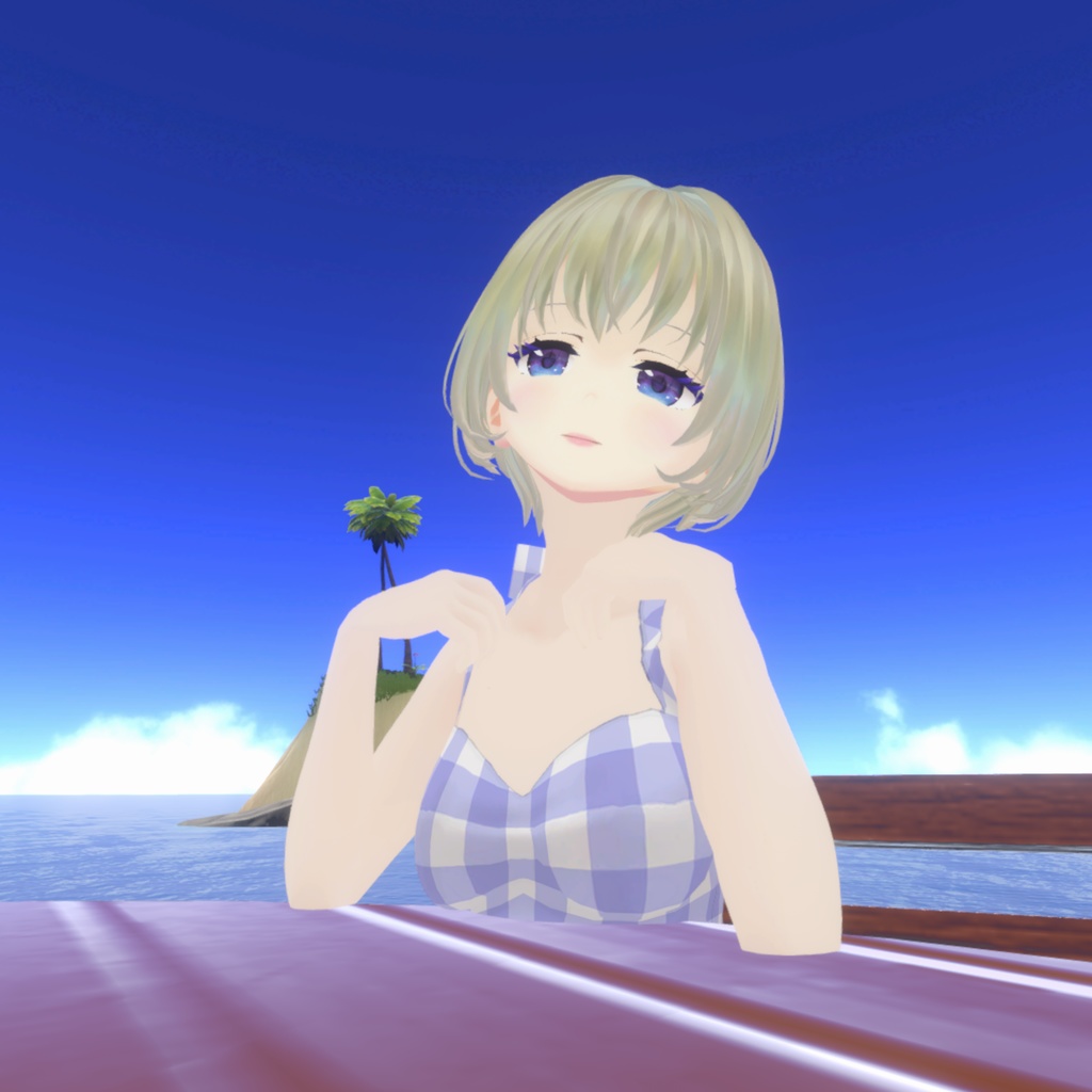【Vroid衣装】☆無料☆使いやすいチェックのワンピース水着・7色