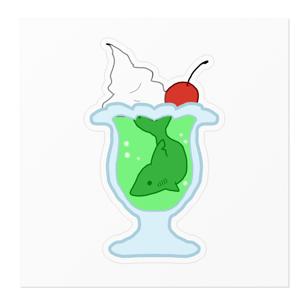 サメのメロンソーダ/サメのクリームソーダステッカー