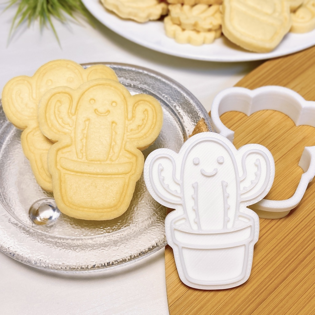 クッキー型 サボテン 長型 かわいい 鉢植え｜にっこりシリーズ【単品販売】