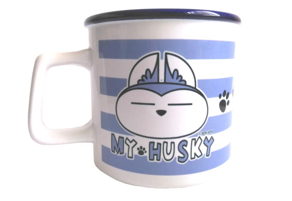 マイハスキー　ラウンドリップマグカップ　ストライプ柄