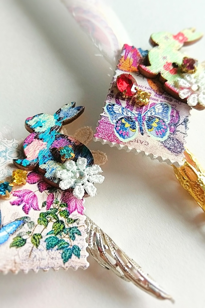 兎の羽根ペン ブローチ ピンブローチ (カラー2種類)